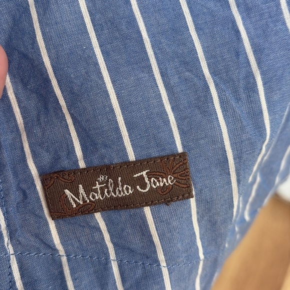 Matilda Jane Sandy Sea Shell swim suit cover-up blue w white stripe vneck pocket - Picture 9 of 15